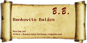 Benkovits Balázs névjegykártya