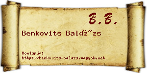 Benkovits Balázs névjegykártya